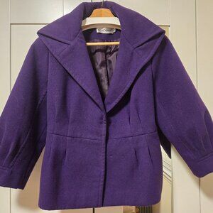 Women's Purple Wool Button-up Coat